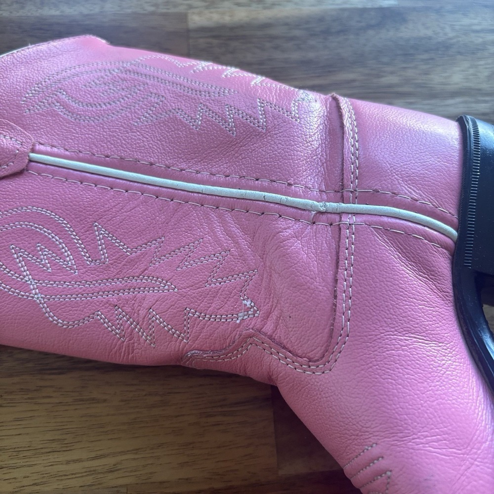 OLD WEST Pink Corona Leather Pull-On Cowboy Western Boots Toddler Girl Size 9.5D - Picture 13 of 16